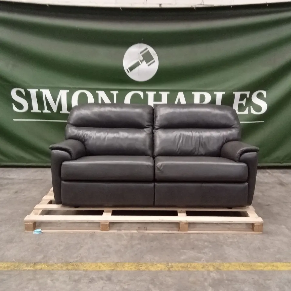 DESIGNER 3 SEATER LEATHER SOFA - SLATE GREY