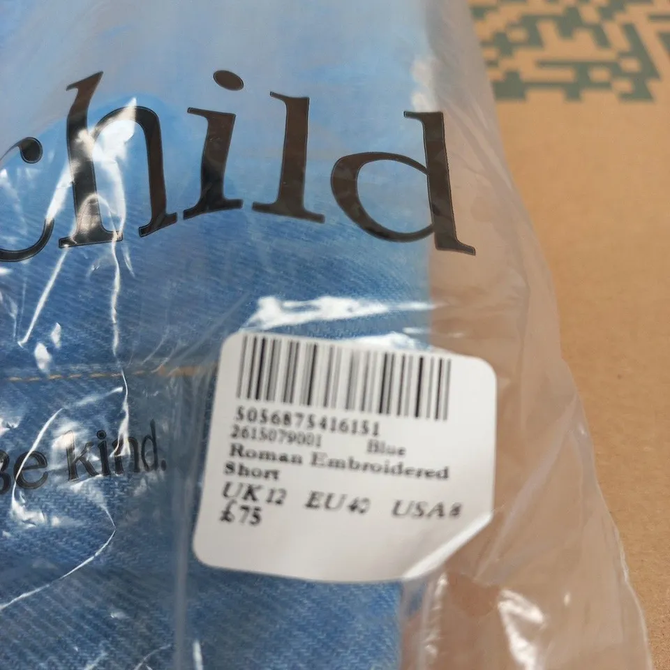 NOBODY'S CHILD ROMANA EMBROIDERED DENIM SHORTS, UK 12 (EU 40, US 8)