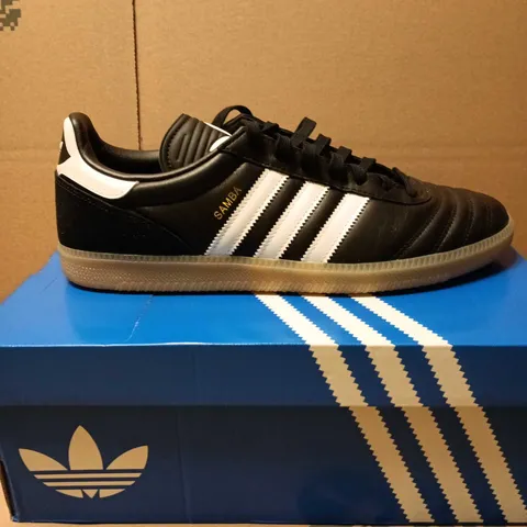 ADIDAS SAMBA JP TRAINERS – BLACK, WHITE 3-STRIPES, UK 10 (US 10.5)