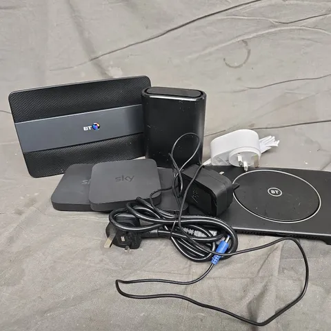 APPROXIMATELY 12 ASSORTED HOUSEHOLD ITEMS TO INCLUDE ROUTERS, CABLES, ETC