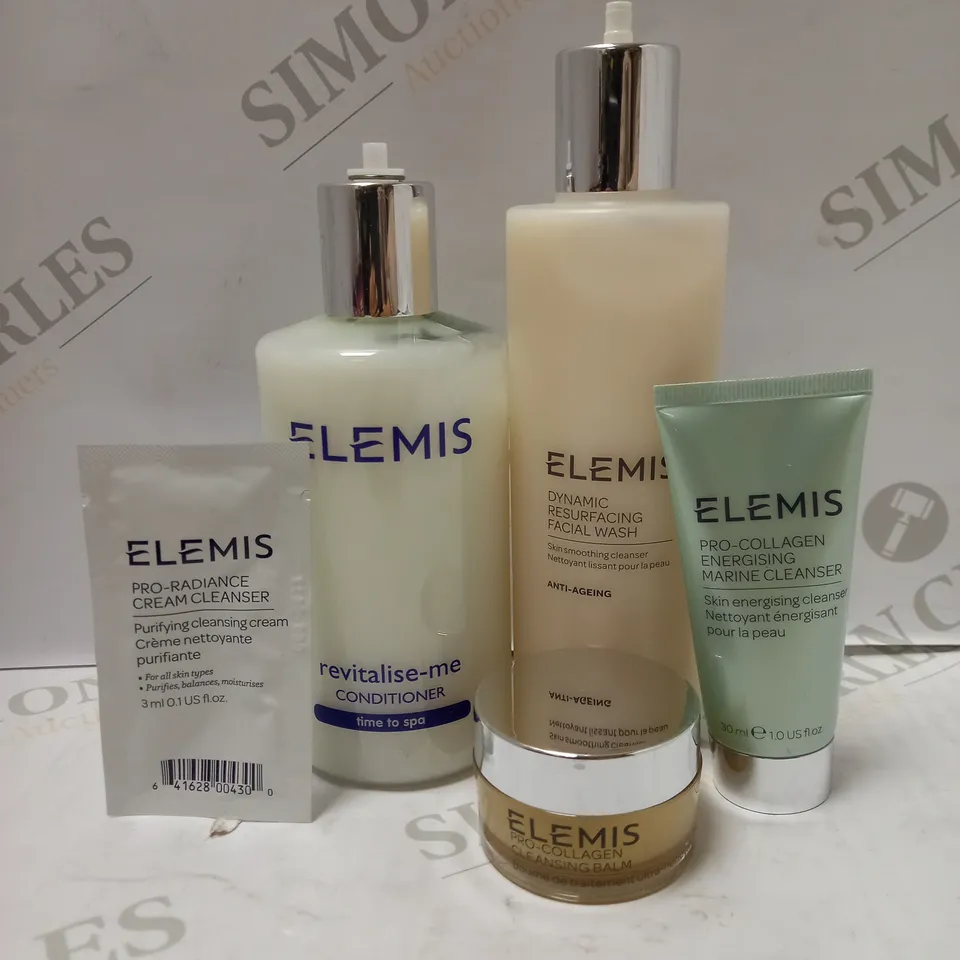 LOT OF APPROX 5 ASSORTED ELEMIS PRODUCTS TO INCLUDE REVITALISE-ME CONDITIONER 300ML, DYNAMIC RESURFACING FACIAL WASH 200ML, PRO-COLLAGEN CLEANSING BALM 20G, ETC 