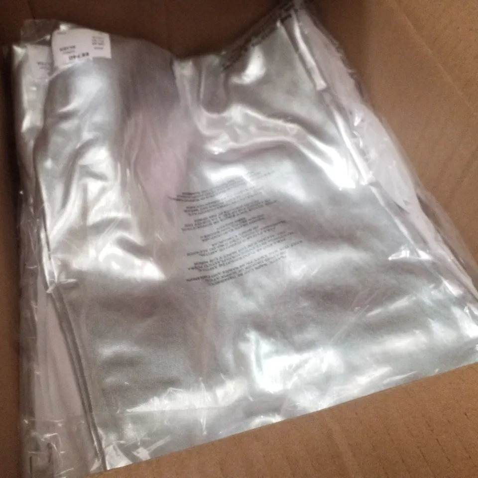 BOX CONTAINING APPROXIMATELY 16 BRAND NEW JD WILLIAMS SILVER PU STRAIGHT TROUSERS - SIZE 22