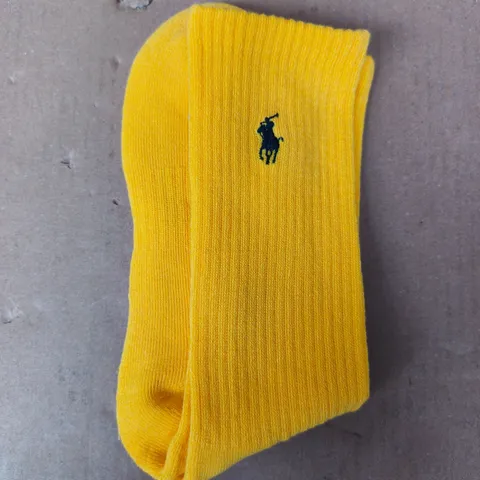 POLO RALPH LAUREN CUSHIONED COMFORT SOLE ARCH SUPPORT CLASSIC SPORT SOCKS IN YELLOW (1 PAIR)