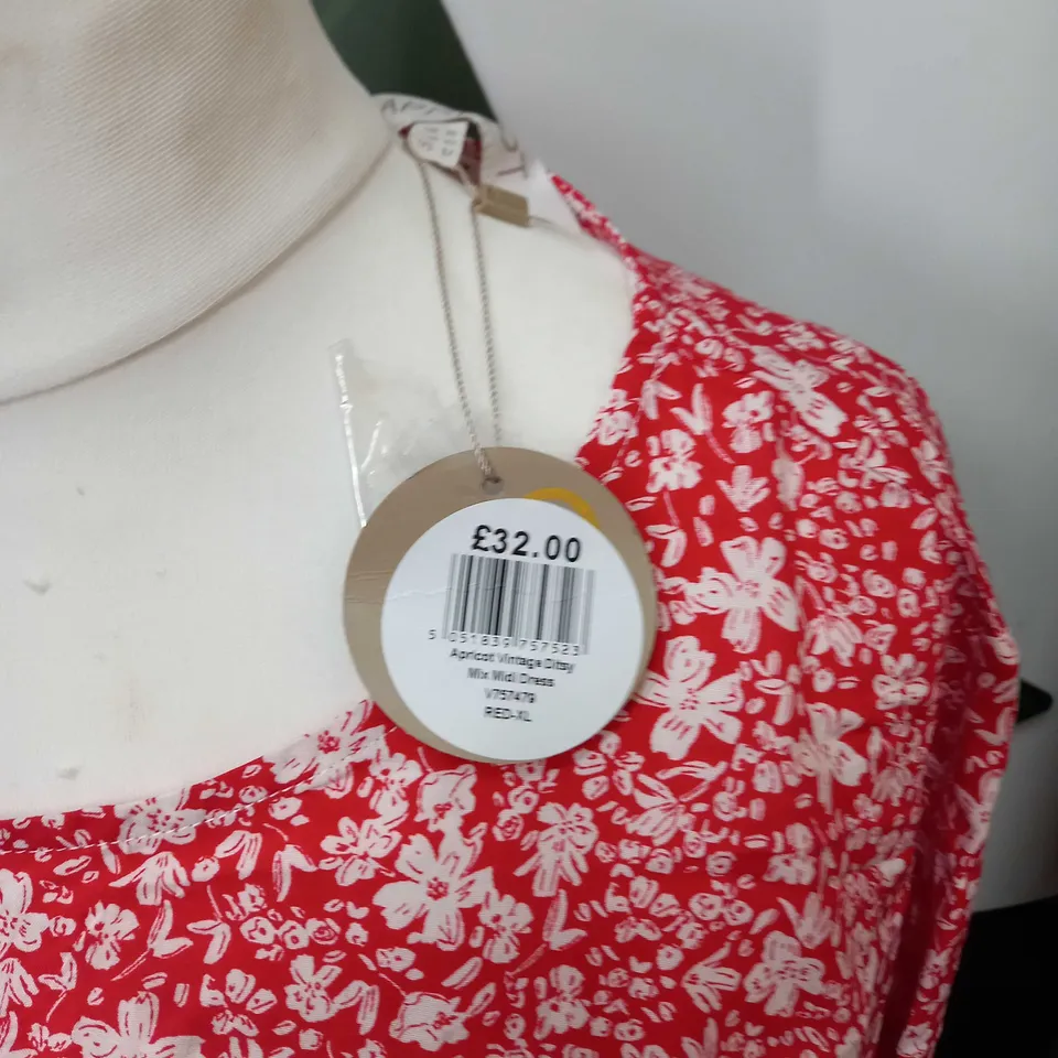 APRICOT VINTAGE FLORAL PRINT RED - XL
