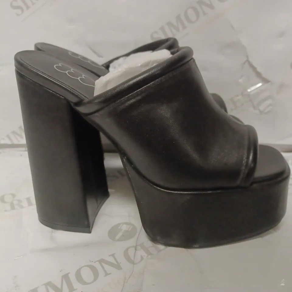 PAIR OF KOI DESIGNER VEGAN PLATFORM HEELED SLIP ON SHOES IN BLACK - SIZE 5