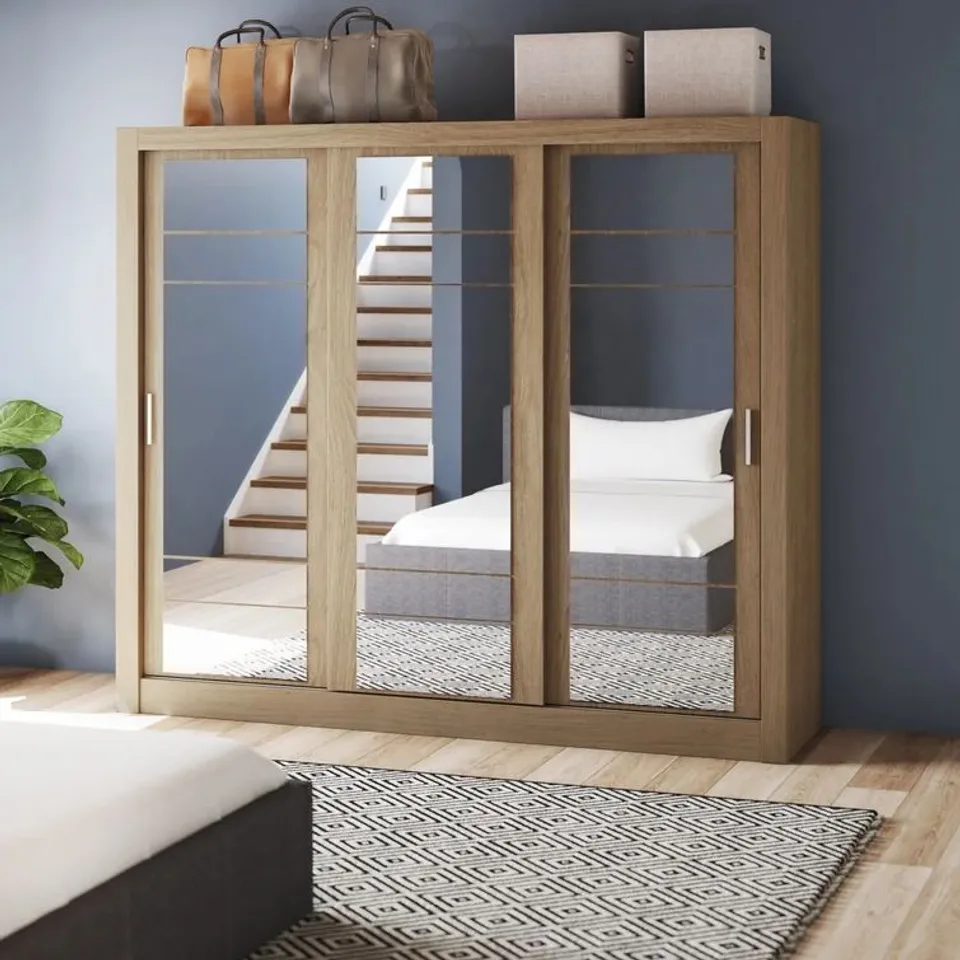 TOUPS 3 DOOR SLIDING WARDROBE COLOUR OAK 