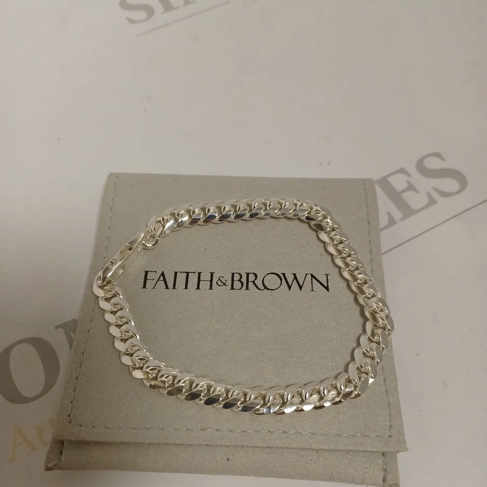FAITH & BROWN ITALIAN CRAFTED GENTS STERLING SILVER CHAIN BRACELET