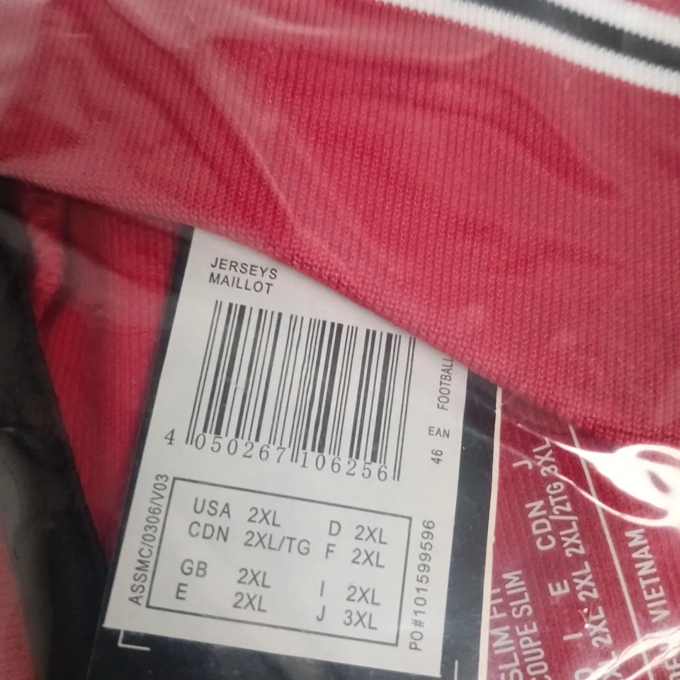 MANCHESTER UNITED ADIDAS FOOTBALL JERSEY – RED, UK 2XL (USA 2XL) 