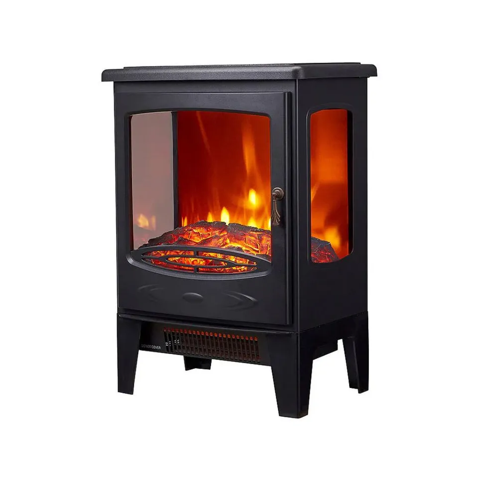 BOXED NEO GLASS WINDOW ELECTRIC FIRE WITH FLAME EFFECT - BLACK