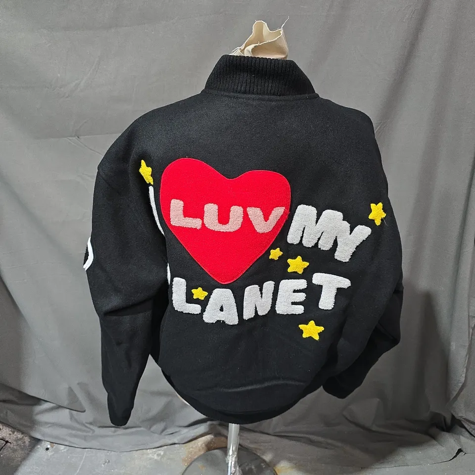 BROKEN PLANET I LUV MY PLANET CARDIGAN IN BLACK - SMALL