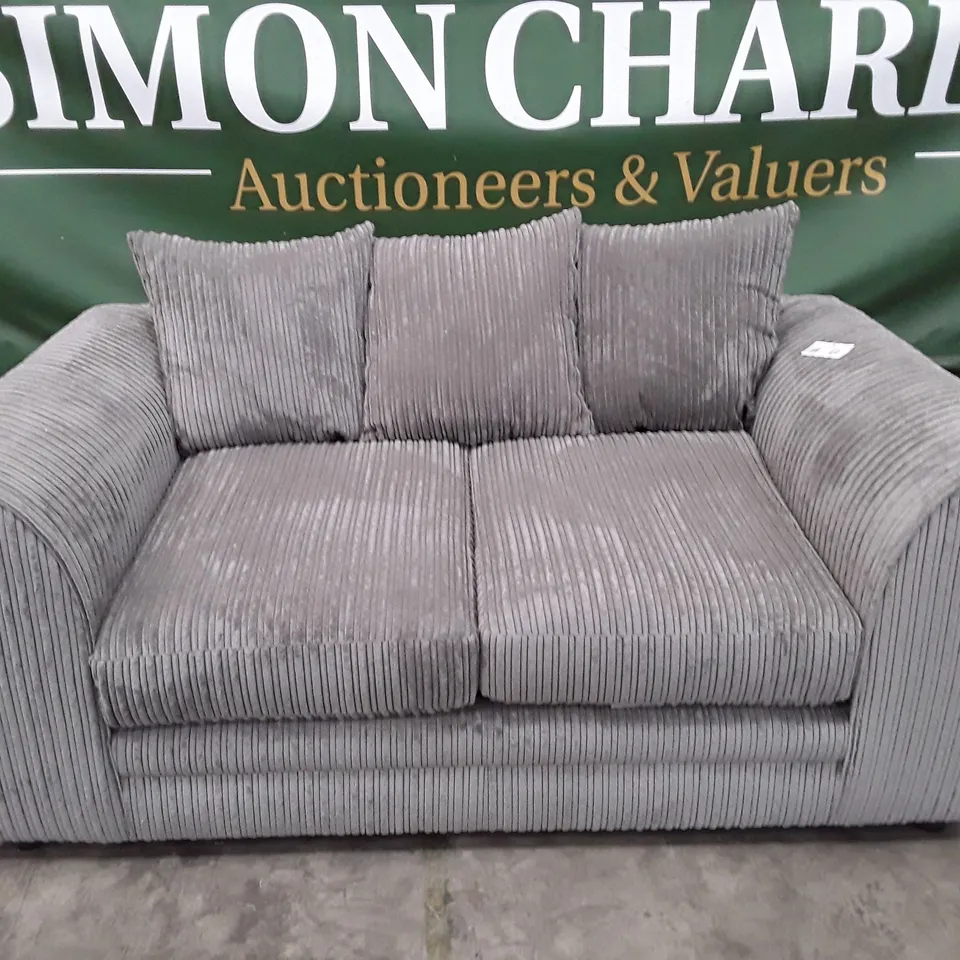 QUALITY DESIGNER 2 SEATER SOFA - GREY JUMBO CORD FABRIC