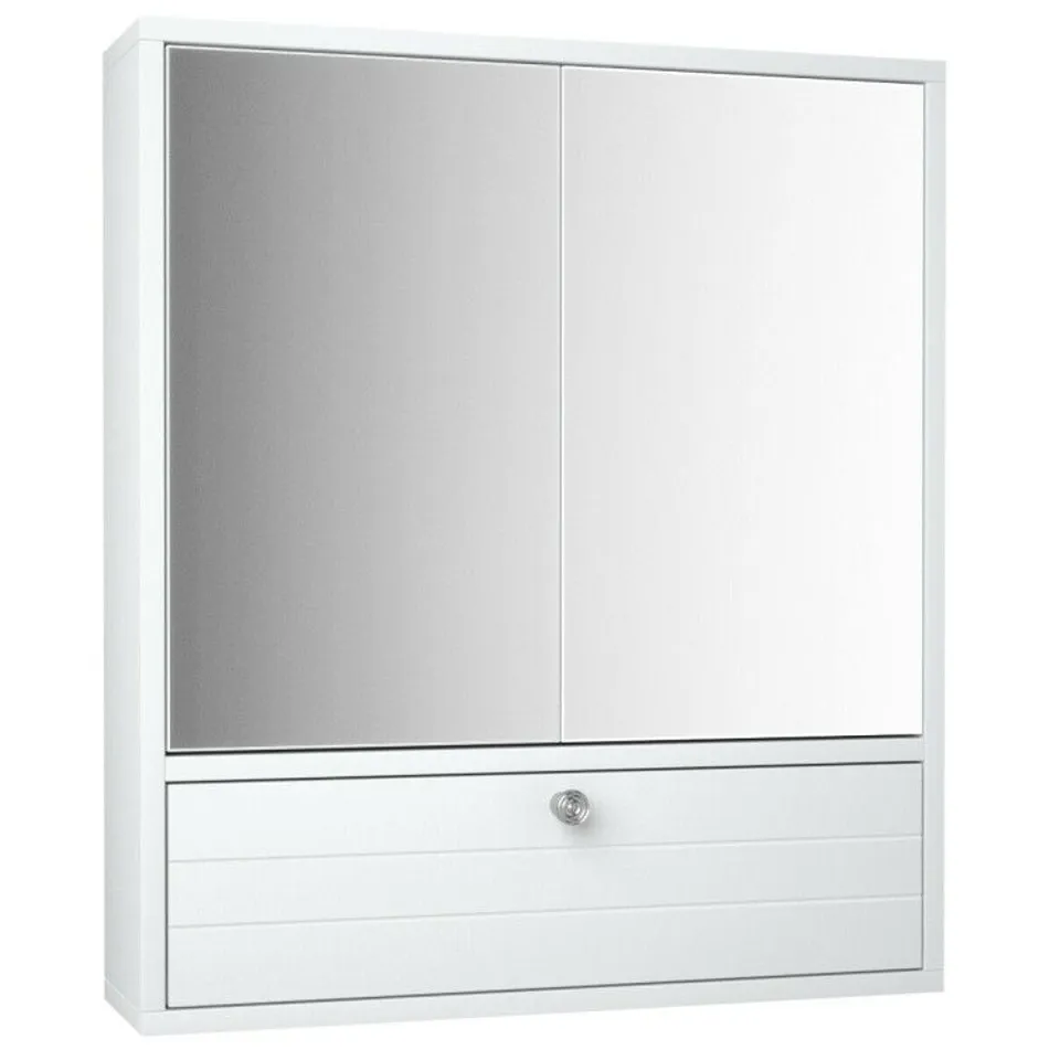 BOXED COSTWAY DOUBLE DOOR WALL-MOUNTED BATHROOM MIRRORED MEDICINE CABINET - WHITE