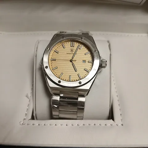 BERNARD REINHARDT WRISTWATCH – STAINLESS STEEL BRACELET, BEIGE DIAL, DATE