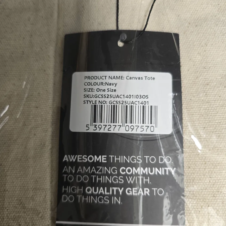 GYM PLUS COFFEE CANVAS TOTE – NAVY, ONE SIZE