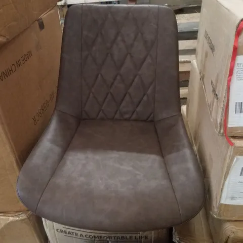 BOXED SET OF 2 FAUX LEATHER DINING CHAIRS - DARK BROWN LEATHER 