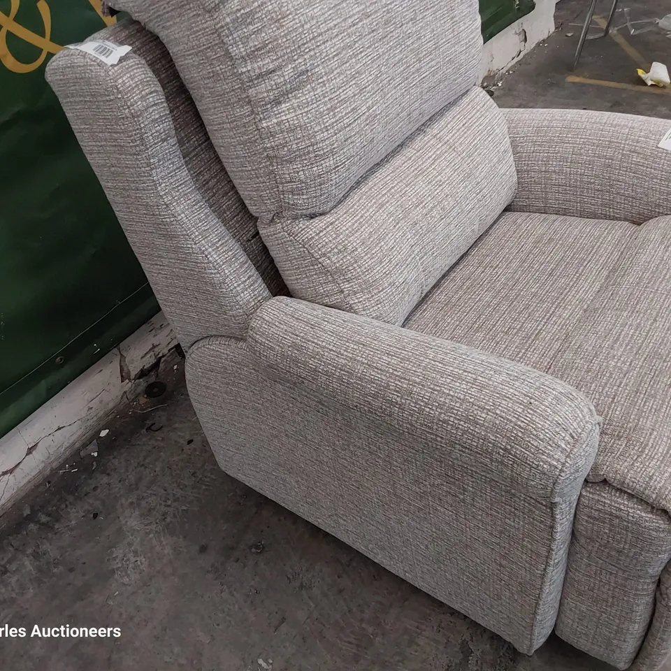 QUALITY BRITISH DESIGNER G PLAN NEWMARKET EASY CHAIR LOOM SHALE FABRIC 