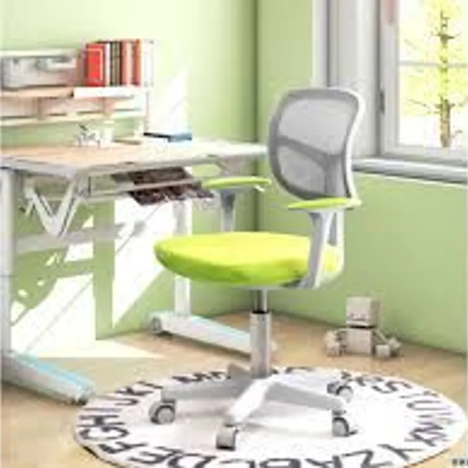 BOXED KIDS HEIGHT-ADJUSTABLE SWIVEL COMPUTER DESK CHAIR WITH LUMBAR SUPPORT - TURQUOISE (1 BOX)