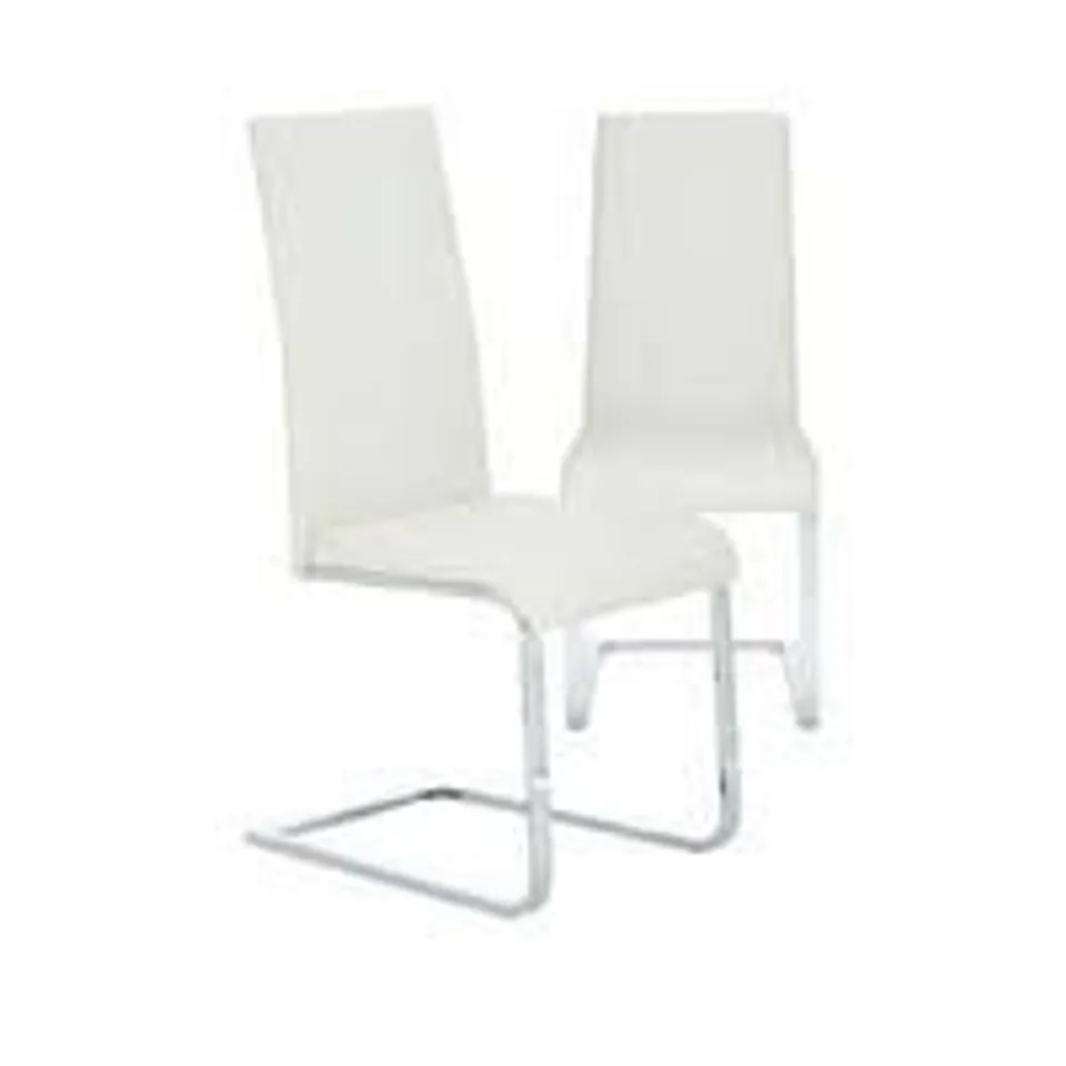 BOXED PAIR OF JET FAUX LEATHER CHAIRS- WHITE ( 1 BOX )  RRP £149