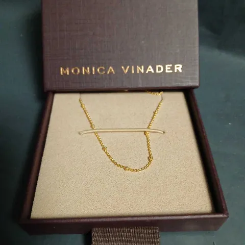 MONICA VINADER GOLD NECKLACE WITH BAR PENDANT – BOXED 