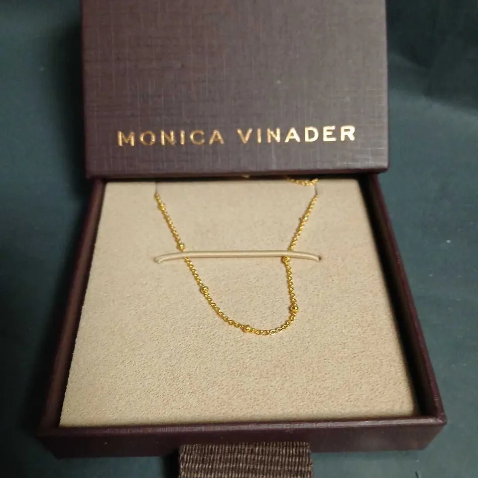 MONICA VINADER GOLD NECKLACE WITH BAR PENDANT – BOXED 