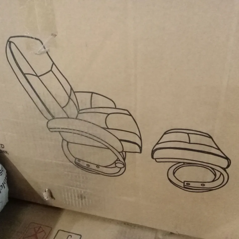 BOXED UPHOLSTERED RECLINER WITH FOOTSTOOL - GREY (1 BOX)