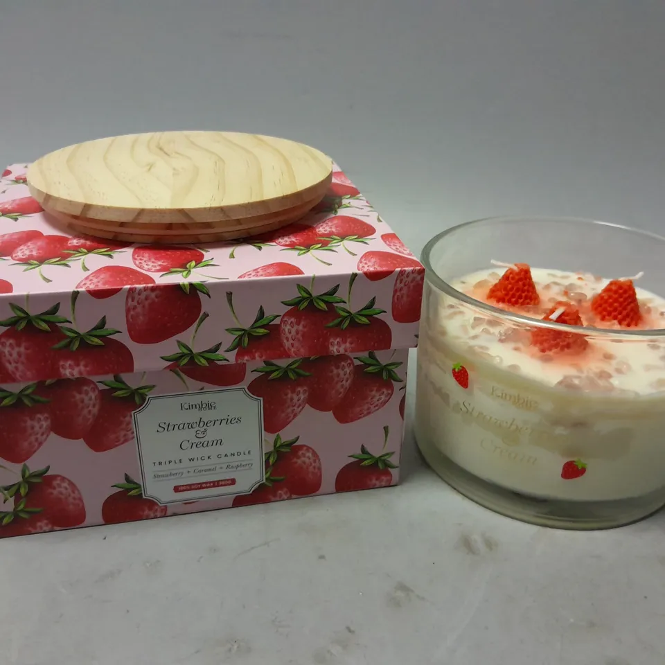 BOXED KIMBIE HOME STRAWBERRIES & CREAM SCENTED CANDLE