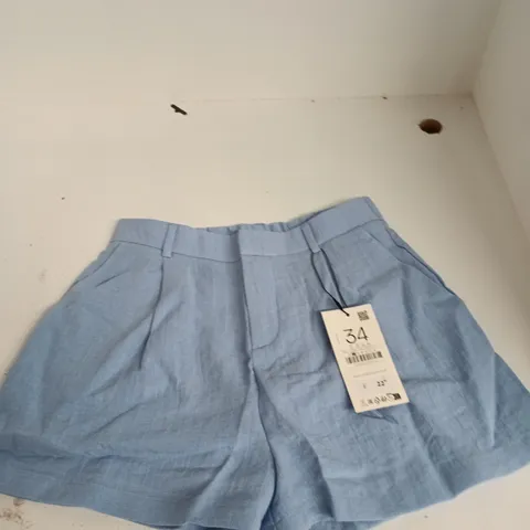 STRADIVARIUS WOMEN'S SHORTS – LIGHT BLUE, MADE IN CAMBODIA, UK 6 (EU 34)