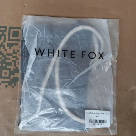 BAGGED WHITE FOX DOING MY BEST RIBBED HALTER TOP IN NAVY SIZE SMALL