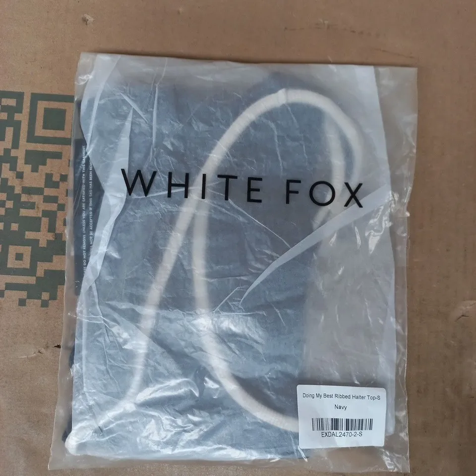 BAGGED WHITE FOX DOING MY BEST RIBBED HALTER TOP IN NAVY SIZE SMALL