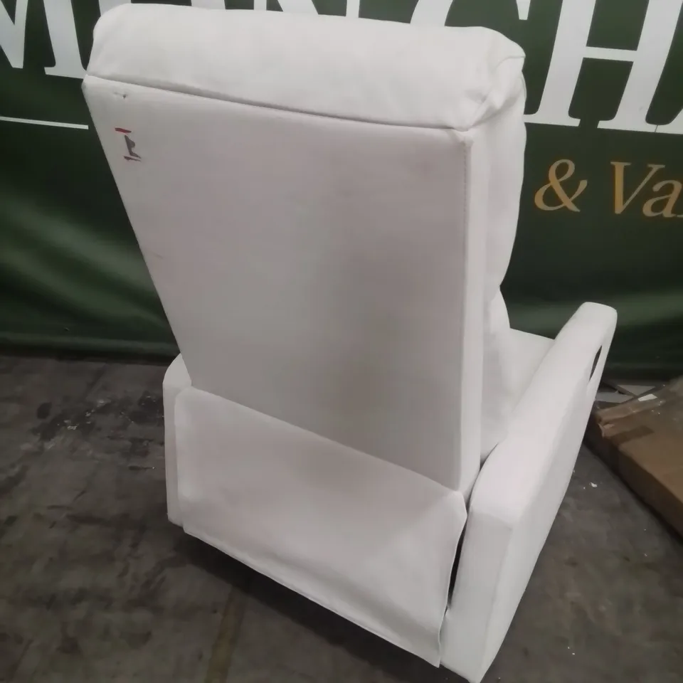 DESIGNER MANUAL RECLINING EASY CHAIR WHITE FAUX LEATHER 