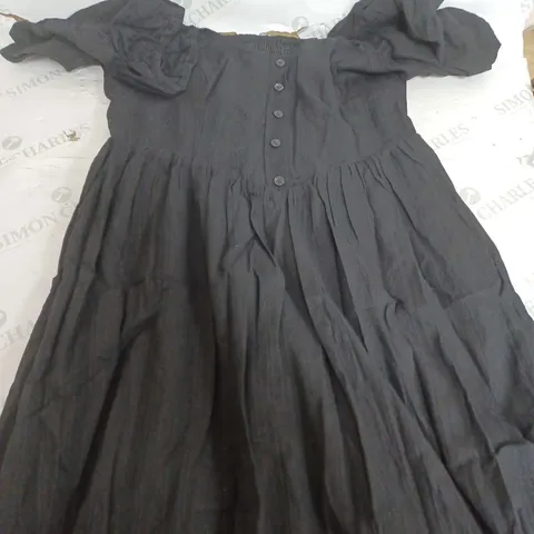 DISTURBIA MARCIA BRODERIE MIDAXI DRESS IN BLACK - UK 12