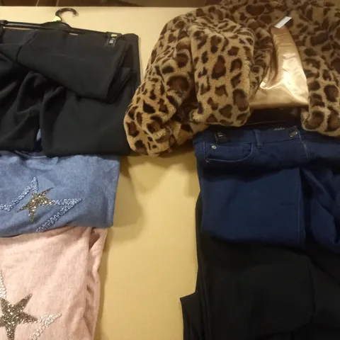 BOX OF APPROX 6 ASSORTED CLOTHING ITEMS TO INCLUDE MAISON DE NIMES, STOLEN HEART, STUDIO IN VARIOUS SIZES AND STYLES