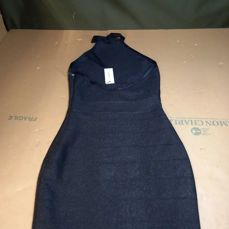 KAREN MILLEN SPARKLE BANDAGE KNIT CUT OUT HALTER DRESS SIZE S