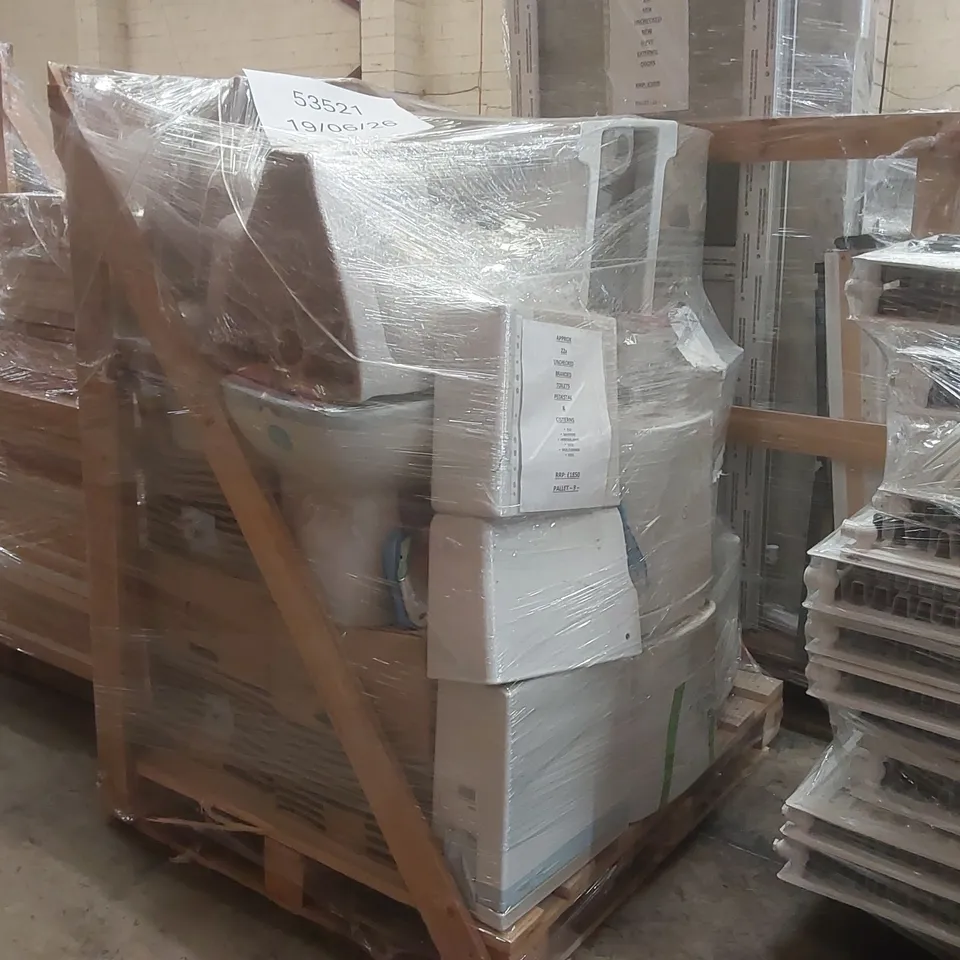 PALLET CONTAINING APPROXIMATELY 22x BRANDED TOILET PEDESTALS & CISTERNS