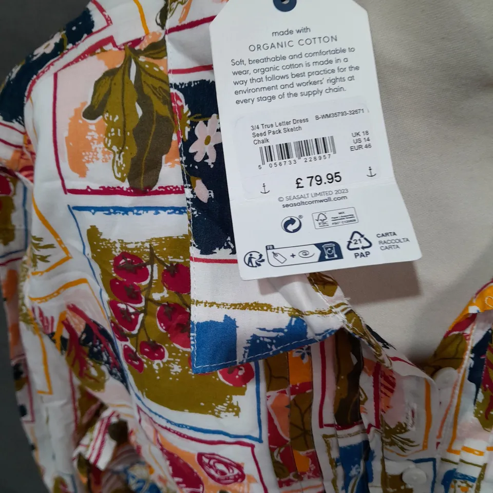 SEASALT CORNWALL 3/4 TRUE LETTER DRESS - UK 18