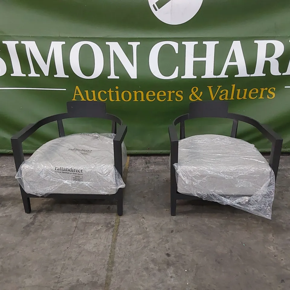 SET OF 2 DESIGNER METAL GARDEN CHAIRS WITH CUSHION