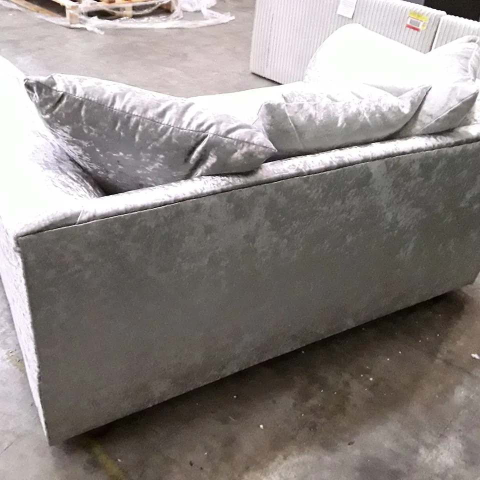 QUALITY DESIGNER 2 SEATER SOFA - SILVER VELVET FABRIC