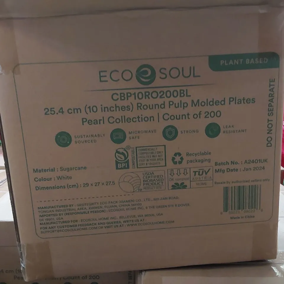 PALLET OF APPROXIMATELY 48 BOXES OF 200x 25.4CM (10") ROUND PULP MOLDED PLATES