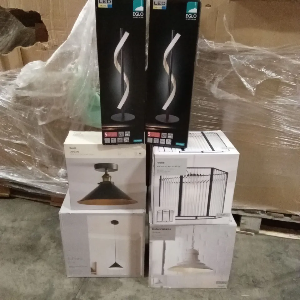 PALLET TO CONTAIN A LARGE QUANTITY OF DESIGNER HOME LIGHTING GOODS AND PRODUCTS 