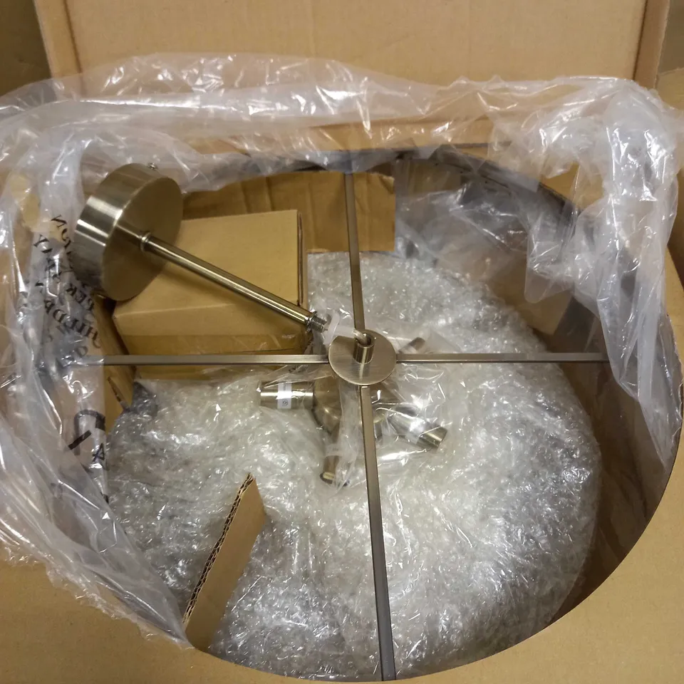 LAURA ASHLEY VIENNA 5LT SEMI FLUSH - ANTIQUE BRASS, CUT CRYSTAL