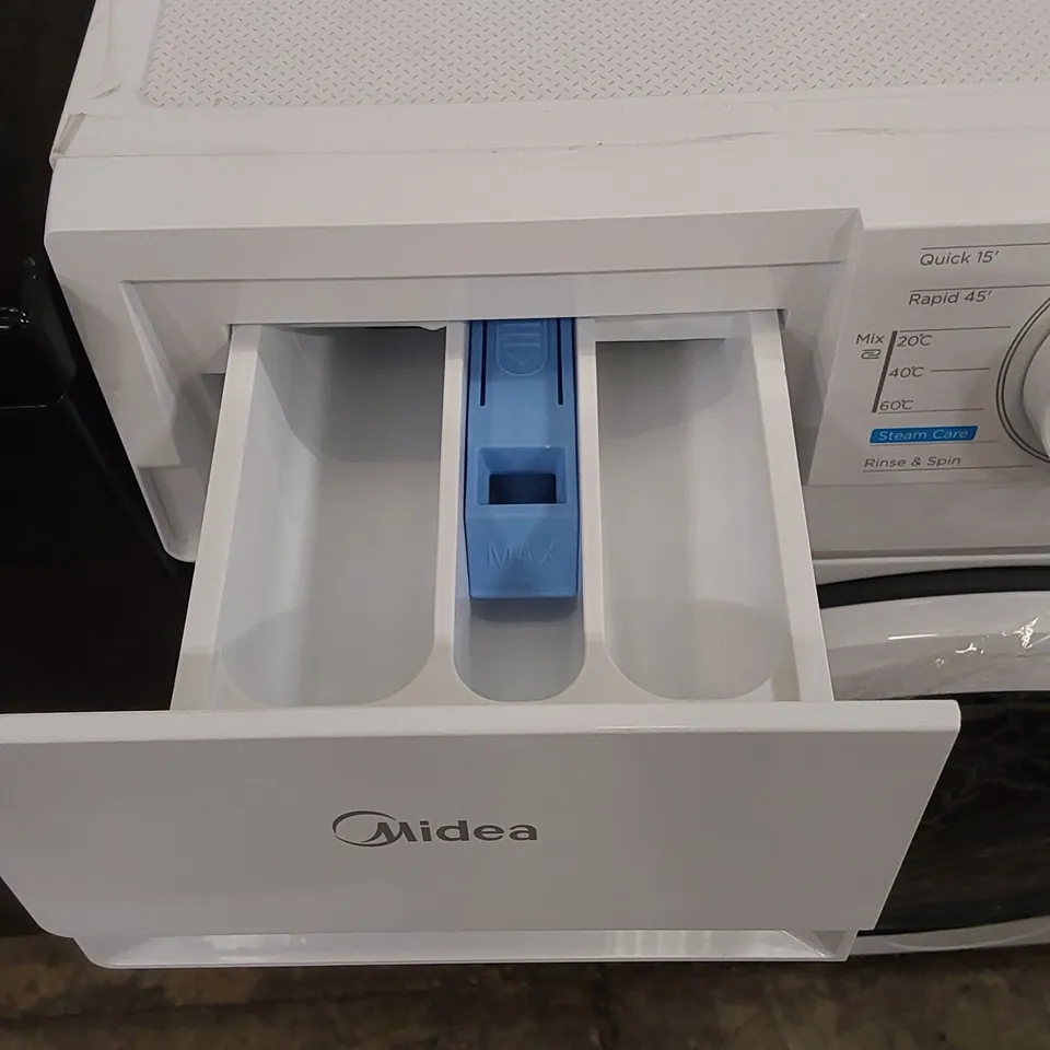 MIDEA 8KG FREESTANDING WASHING MACHINE IN WHITE, MODEL: MF10EW80BA