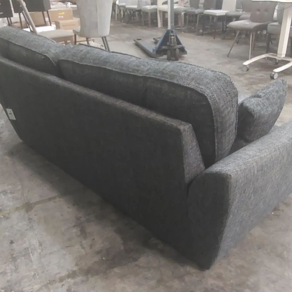 DESIGNER HALSTOW 3 SEATER HIGH BACK FABRIC UPHOLSTERED SOFA - CHARCOAL 