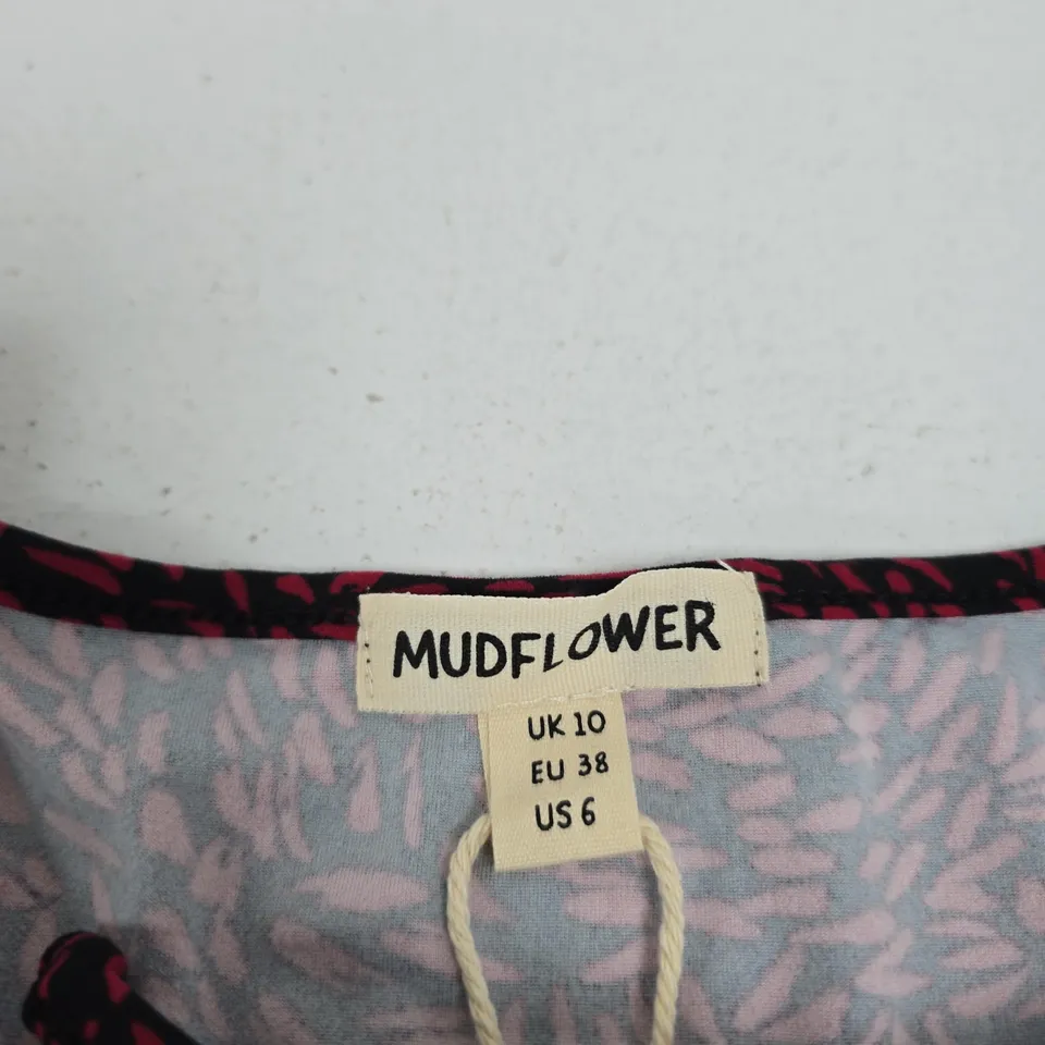 MUDFLOWER WOMEN'S PATTERNED LONG-SLEEVE DRESS – UK 10 (EU 38, US 6) PINK/BLACK