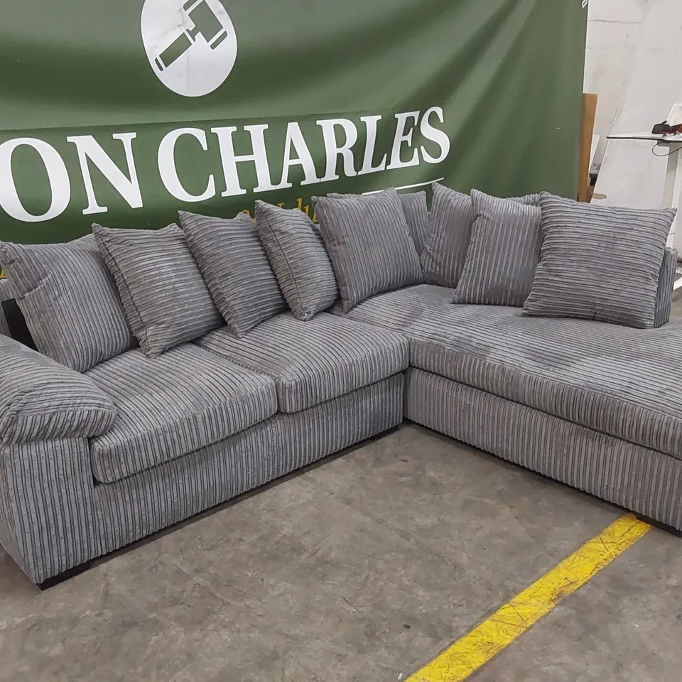 AMALFI RIGHT HAND SCATTER BACK FABRIC CORNER CHAISE SOFA - CHARCOAL  RRP £999