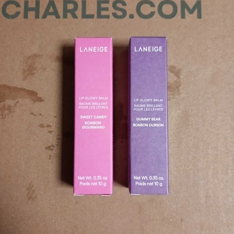 LANEIGE LIP GLOWY BALM SET – SWEET CANDY GOURMAND & GUMMY BEAR OURSON (2 X 0.35 OZ / 10 G EACH)