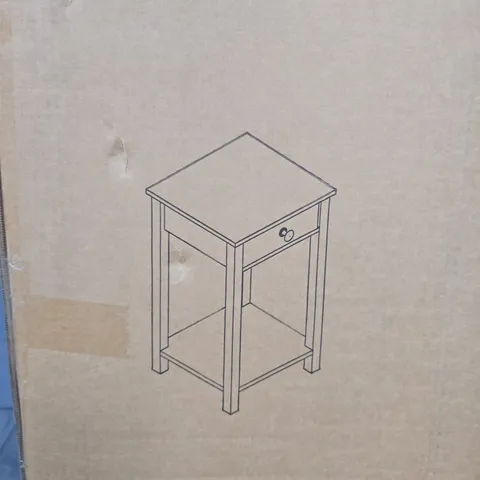 BOXED SLIM BEDSIDE TABLE - WHITE