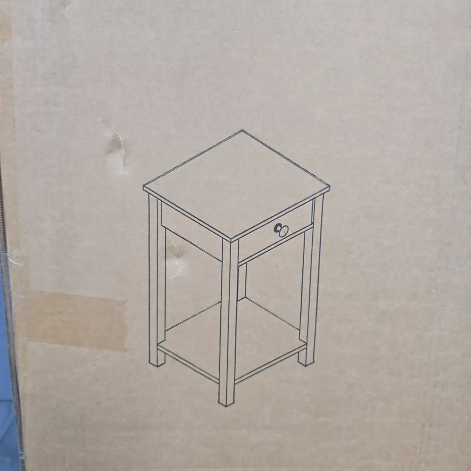 BOXED SLIM BEDSIDE TABLE - WHITE