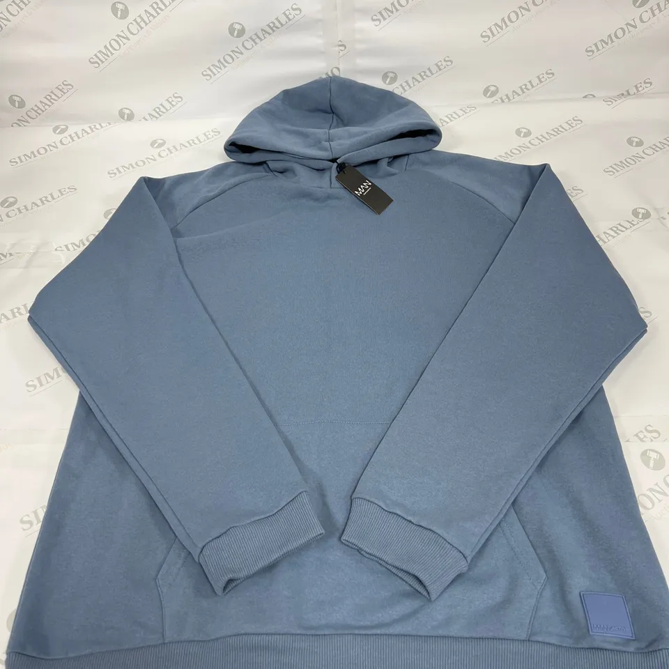 BOOHOO MAN ACTIVE RAGLAN HOODIE IN DUSTY BLUE SIZE XXL