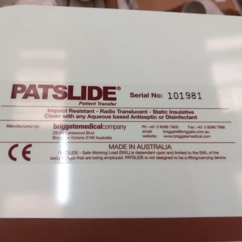 5 PATSLIDE PATIENT TRANSFER IMPACT RESISTANT- RADIO TRANSLUSCENT- STATIC INSULATIVE 