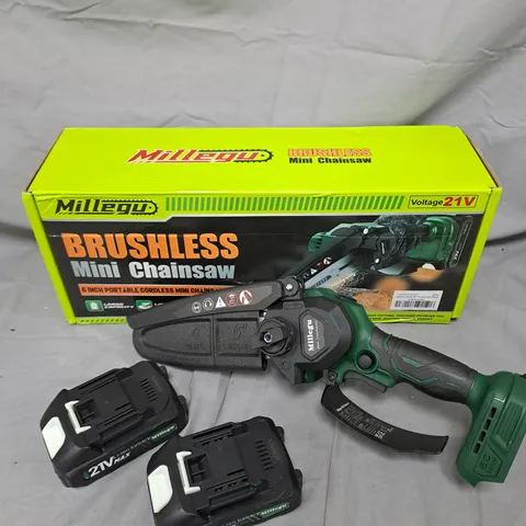MILLEGU BRUSHLESS MINI CHAINSAW – CORDLESS